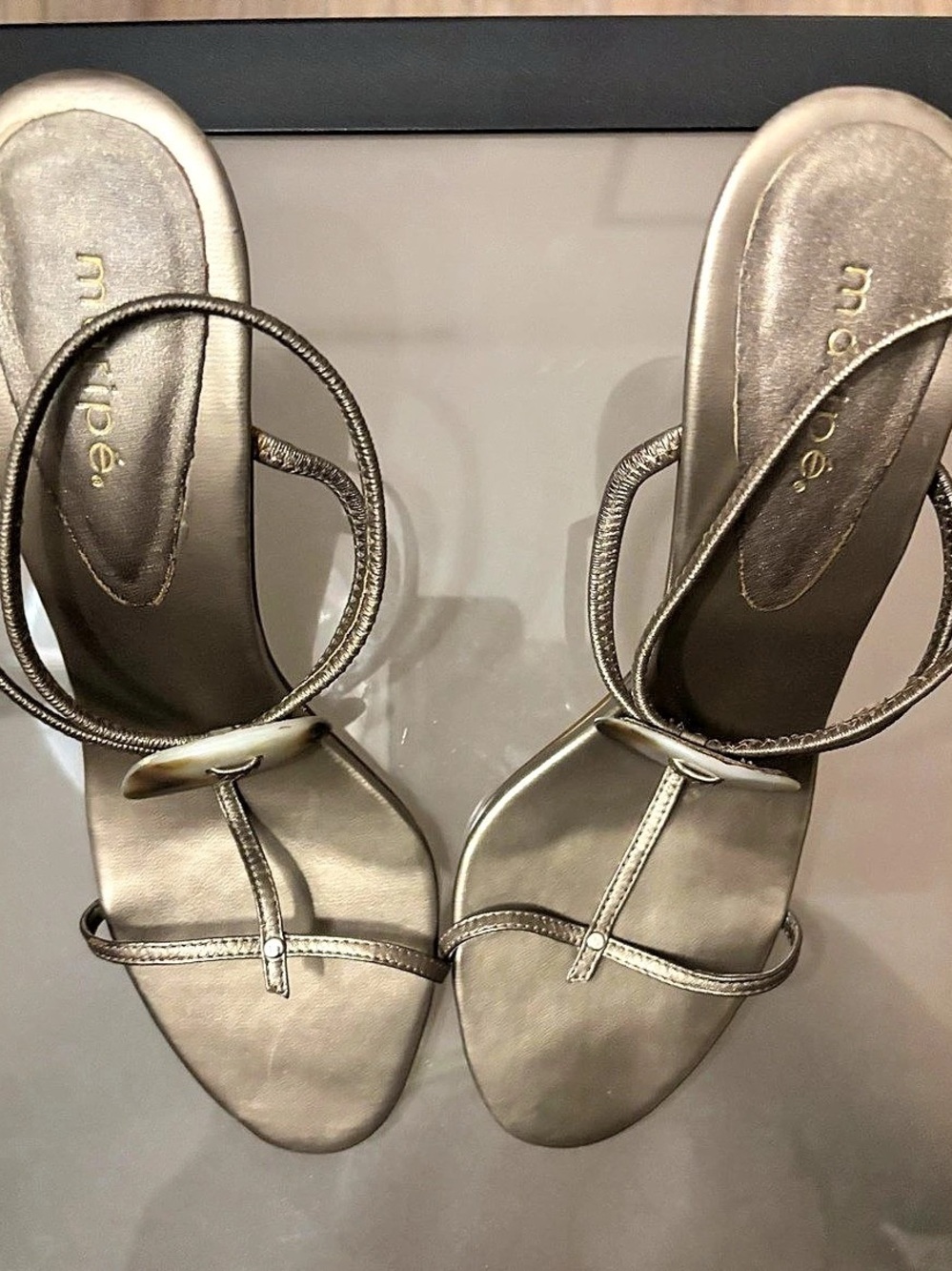 maripe Strappy Metallic Heels US 10 NWT